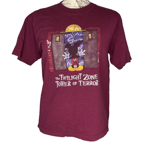 Disney Other - Vintage Disney Twilight Zone Tower Of Terror Mickey Mouse tshirt medium burgundy